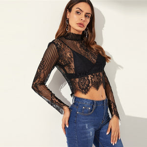 Top Dentelle Noir Transparent