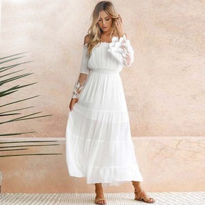 Robe Longue Dentelle Fluide