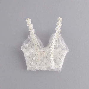 Haut Dentelle Blanc Court