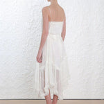 Robe Blanche Dentelle Asymétrique | Infinie Dentelle