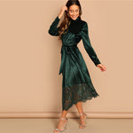 Robe Longue Dentelle Verte
