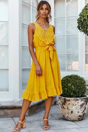 Robe Dentelle Jaune Moutarde | Infinie Dentelle