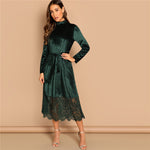 Robe Longue Dentelle Verte