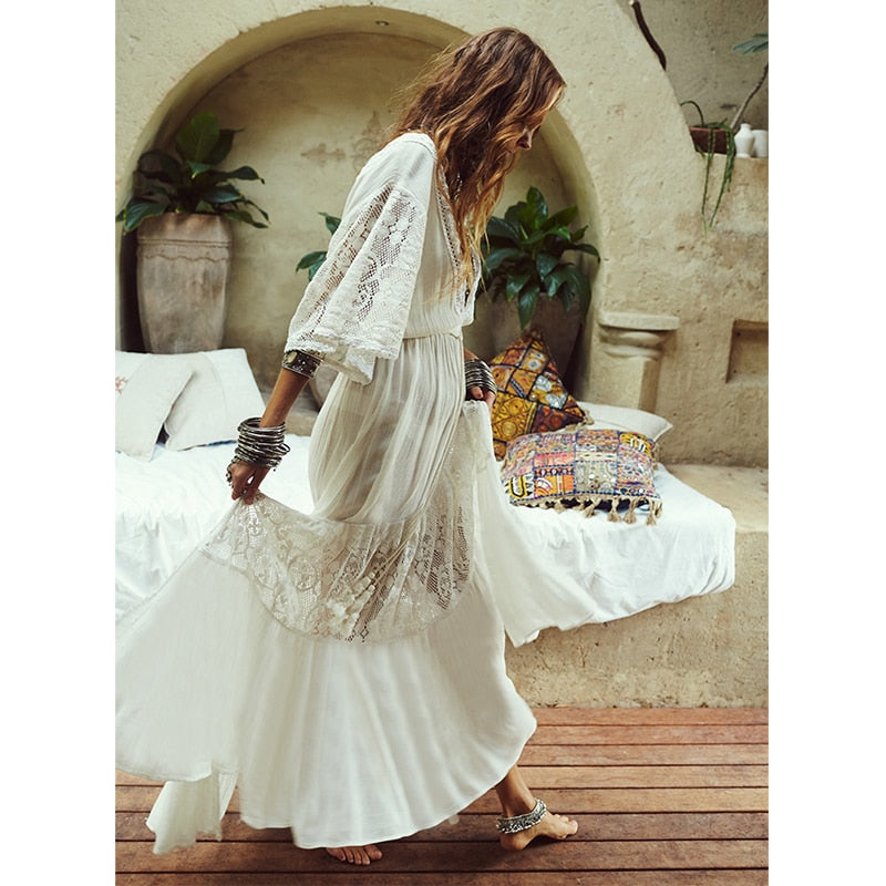 Robe Dentelle Col V | Infinie Dentelle