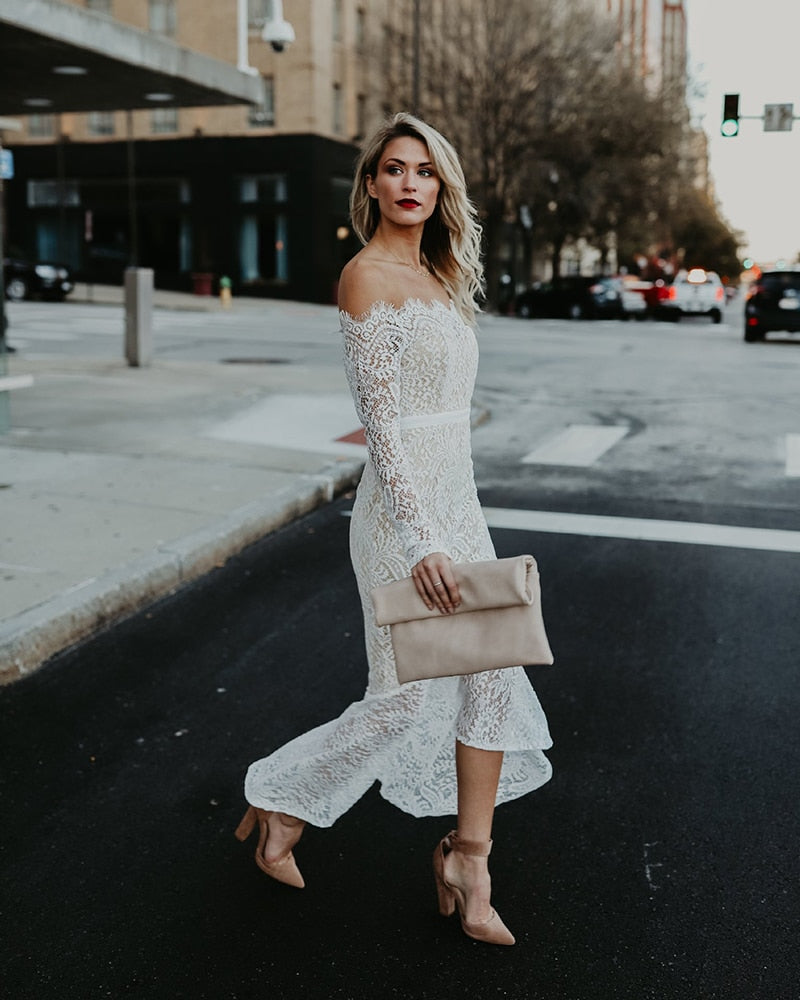 Robe de Soirée Dentelle Blanche | Infinie Dentelle