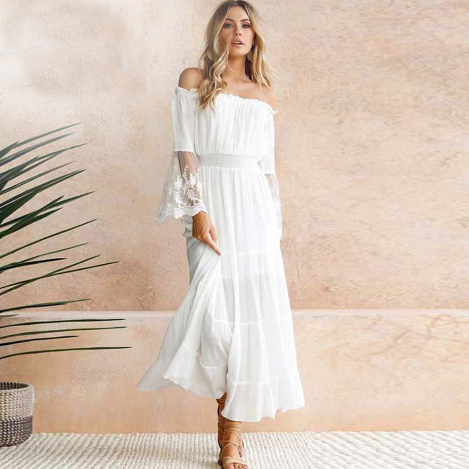 Robe Longue Dentelle Fluide