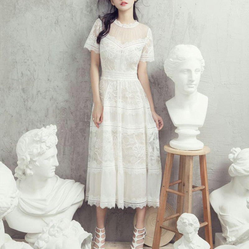 Robe Blanche Dentelle Champêtre | Infinie Dentelle