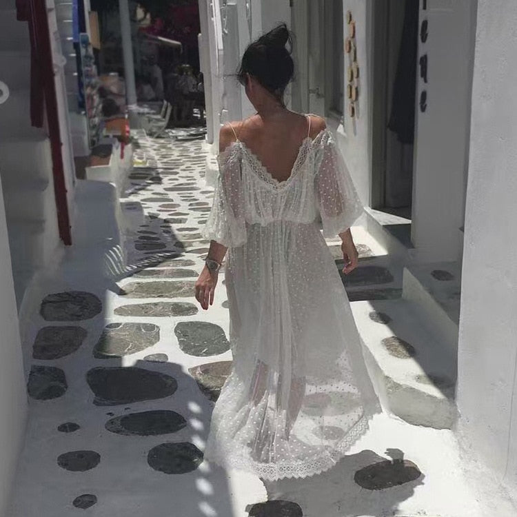 Robe Dentelle Blanche de Plage | Infinie Dentelle