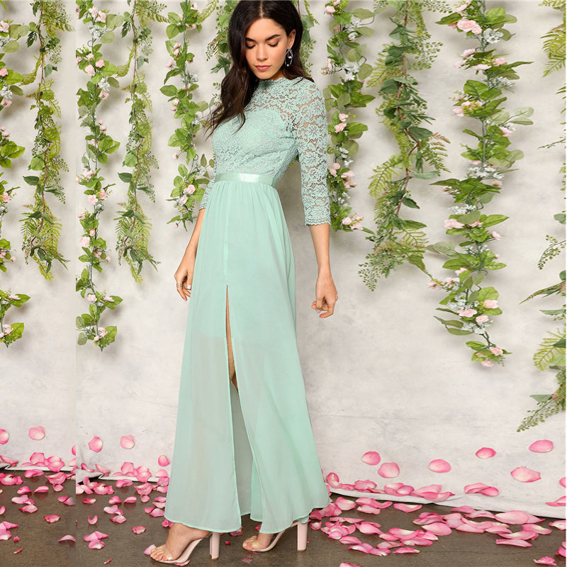 Robe Dentelle Soirée Bleu | Infinie Dentelle