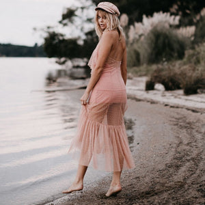 Robe Dentelle Rose Pâle | Infinie Dentelle