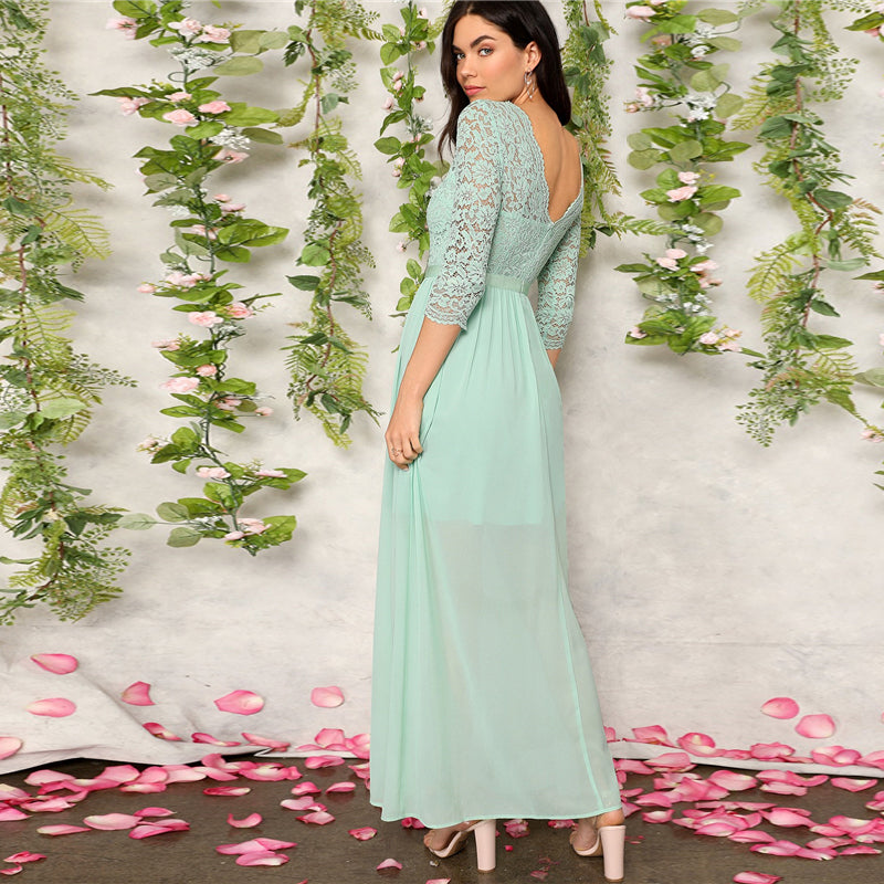 Robe Dentelle Soirée Bleu | Infinie Dentelle