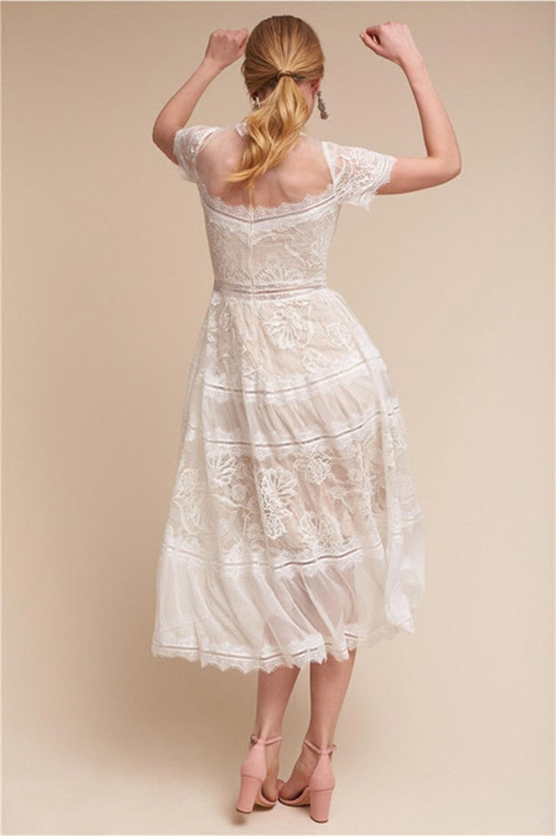 Robe Blanche Dentelle Champêtre | Infinie Dentelle