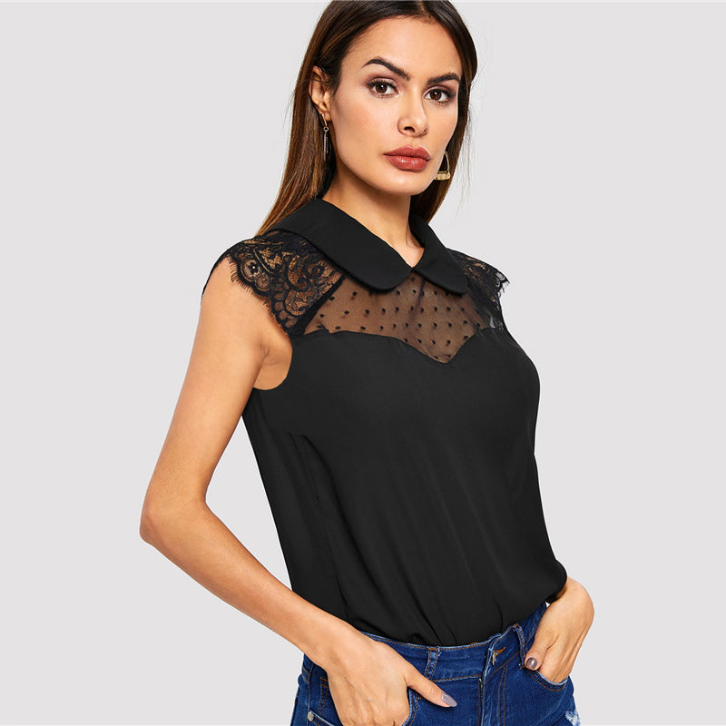Top Dentelle Femme Noir