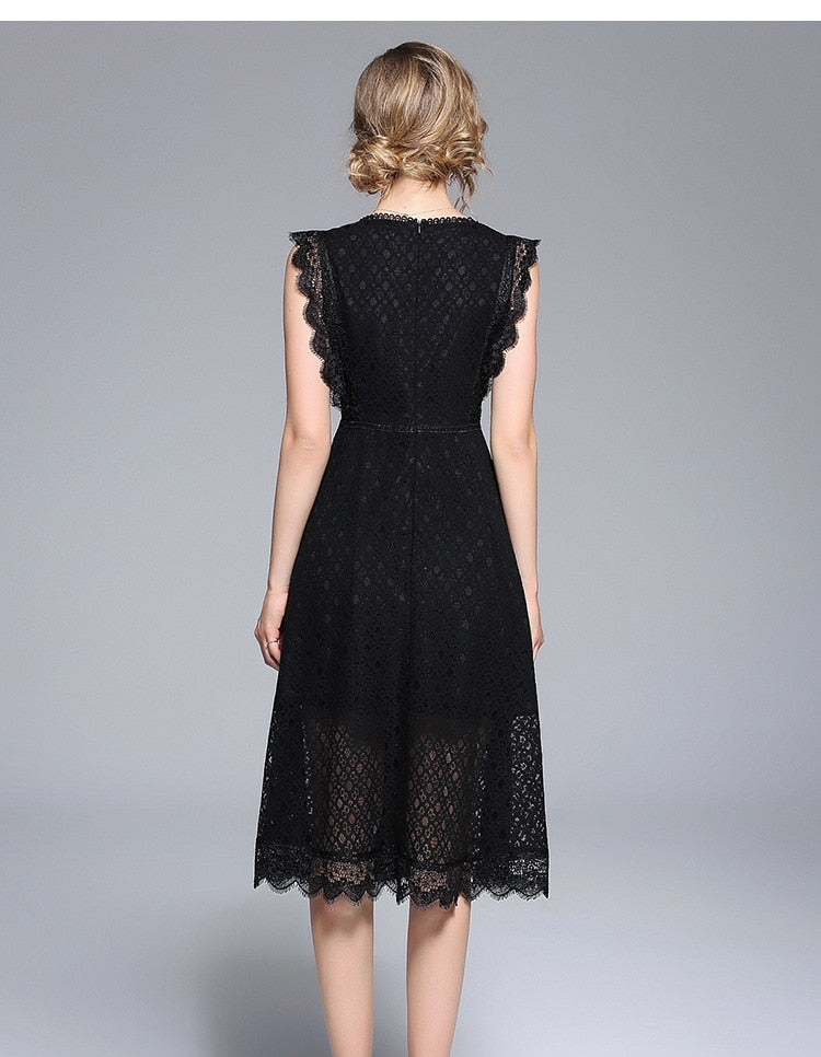 Robe Longue Dentelle Noire