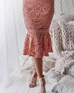Robe Dentelle Dos Nu Rose Poudre | Infinie Dentelle
