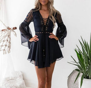 Robe Dentelle Courte Noire | Infinie Dentelle