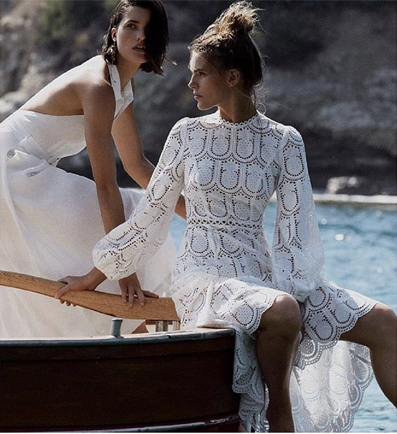 Robe Blanche Dentelle Longue | Infinie Dentelle