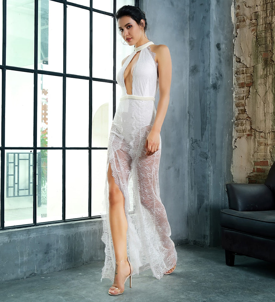 Robe Blanche Dentelle et Tulle | Infinie Dentelle