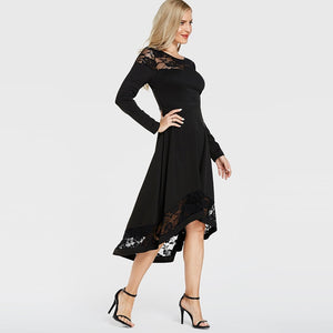 Robe Noire Dentelle Asymétrique