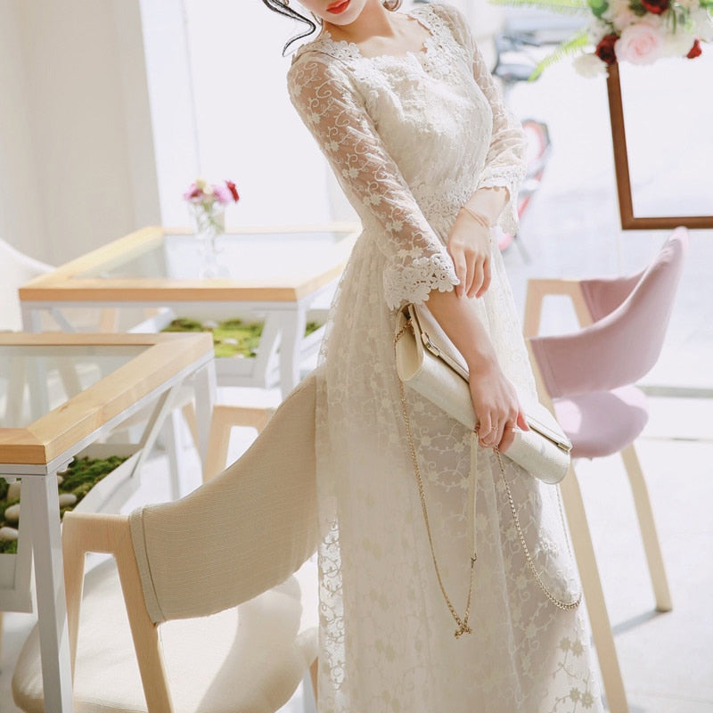Robe Blanche Dentelle Habillée | Infinie Dentelle
