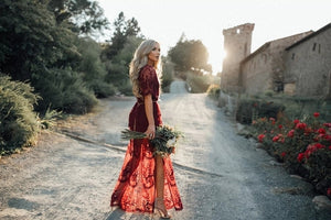 Robe Boho Dentelle Rouge | Infinie Dentelle