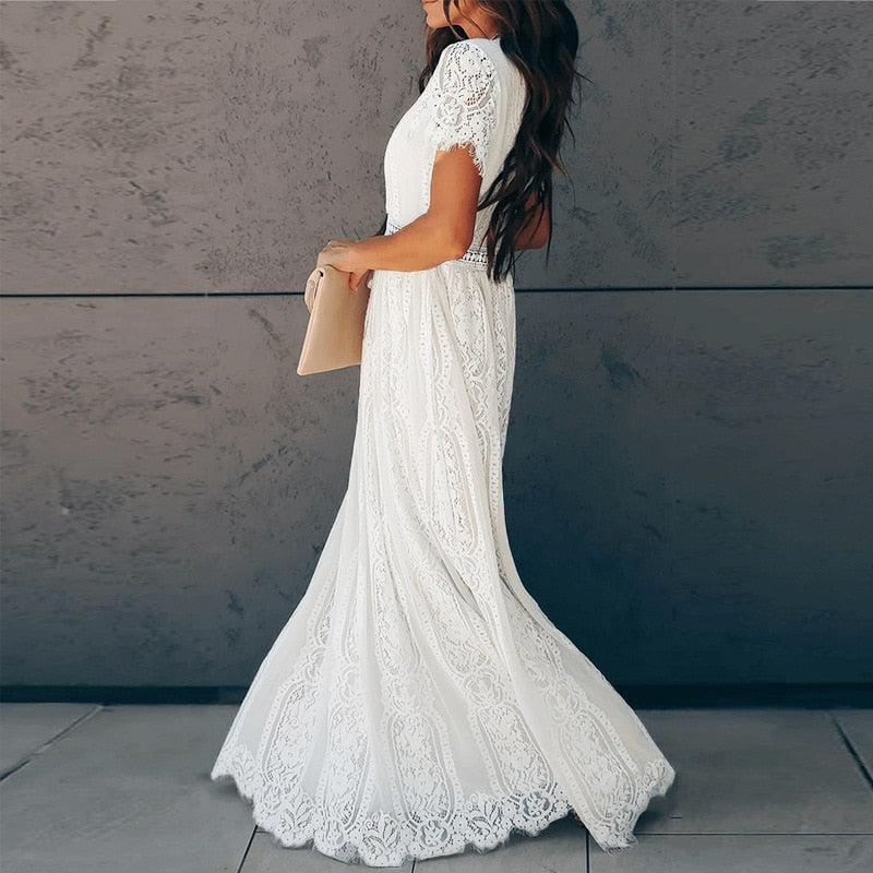 Robe Dentelle Blanche Longue | Infinie Dentelle