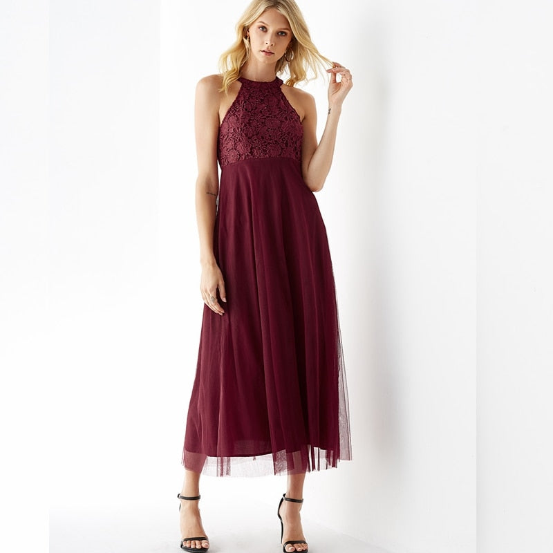 Robe Longue Dentelle Pourpre