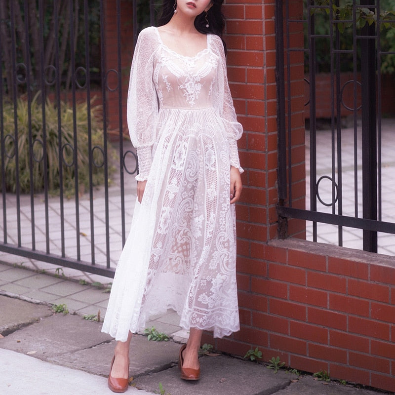 Robe Blanche Dentelle Cocktail | Infinie Dentelle