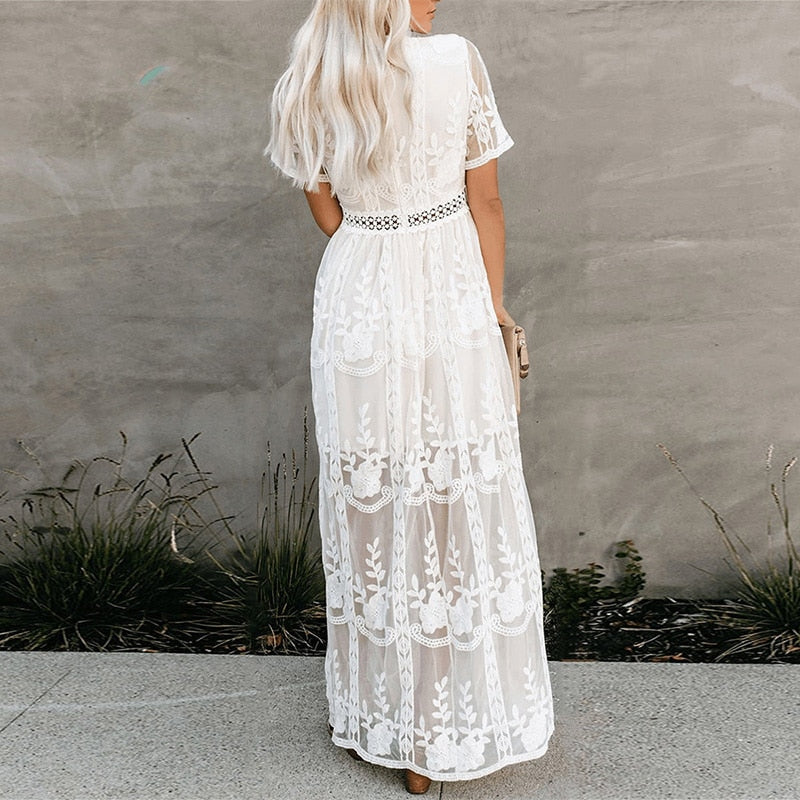 Robe Blanche Dentelle Bohème | Infinie Dentelle