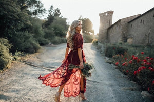 Robe Boho Dentelle Rouge | Infinie Dentelle
