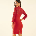 Robe Dentelle Rouge Mi-Longue | Infinie Dentelle