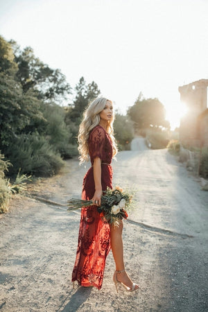 Robe Boho Dentelle Rouge | Infinie Dentelle