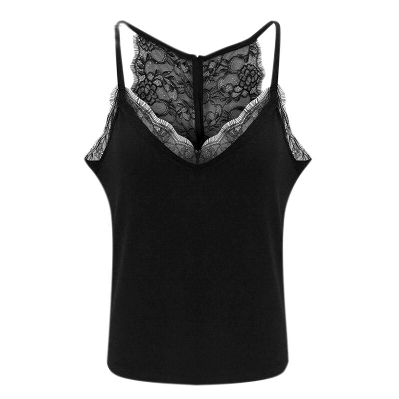 Haut Noir Dentelle Manche Courte