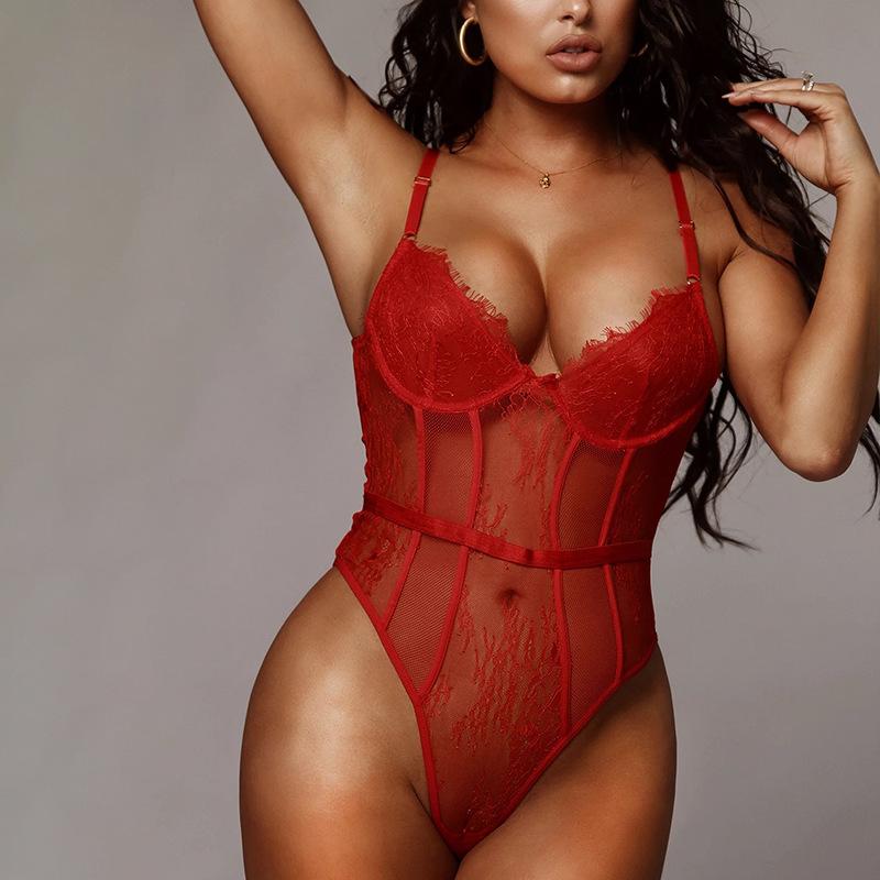 Body Dentelle Rouge Transparent