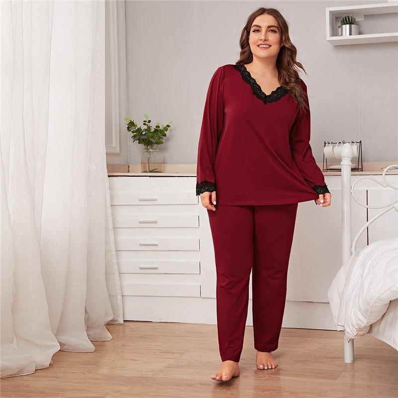 Pyjama  Dentelle Grande Taille Rouge