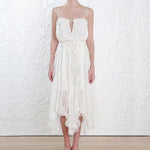 Robe Blanche Dentelle Asymétrique | Infinie Dentelle