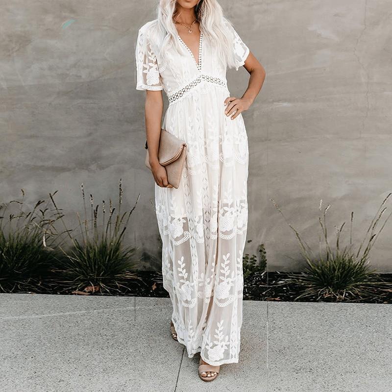 Robe Blanche Dentelle Bohème | Infinie Dentelle