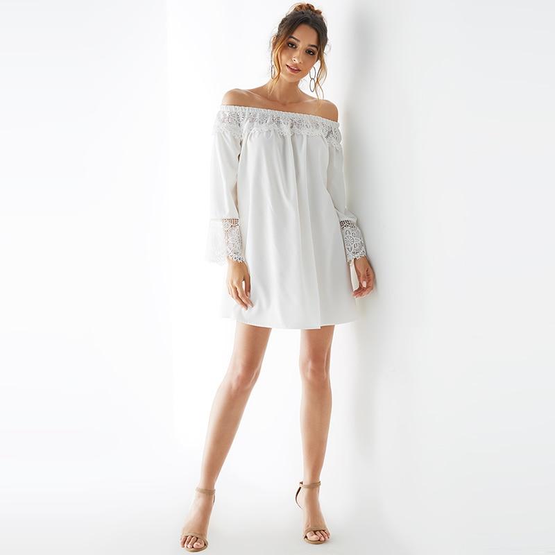 Robe Blanche Dentelle Col Bateau | Infinie Dentelle