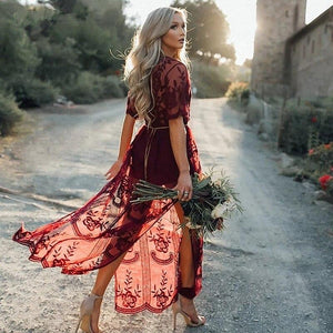 Robe Boho Dentelle Rouge | Infinie Dentelle