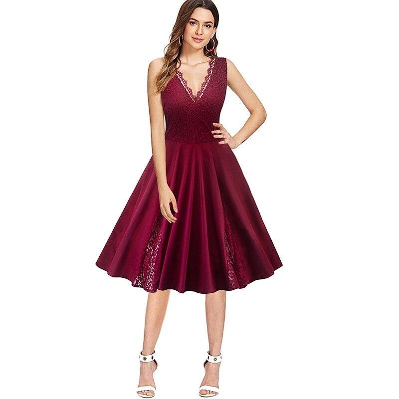 Robe Cocktail Dentelle Bordeaux | Infinie Dentelle