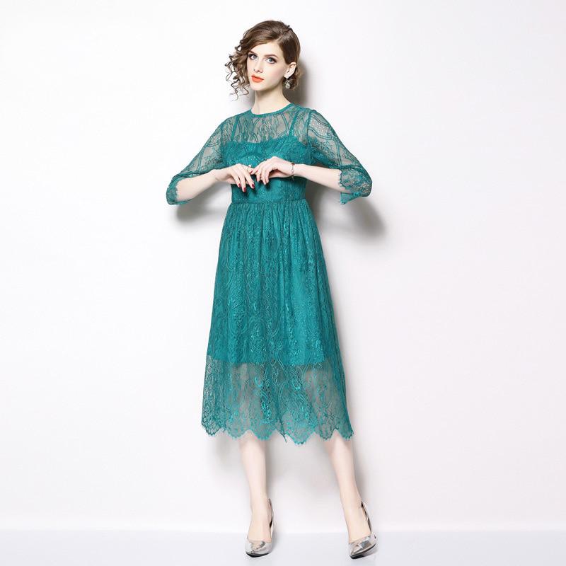 Robe Dentelle Bleu Azur | Infinie Dentelle