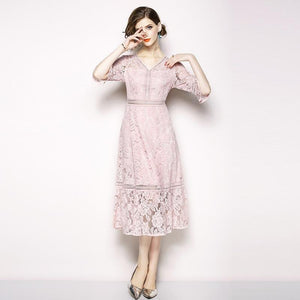 Robe Dentelle Bohème Rose | Infinie Dentelle