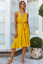 Robe Dentelle Jaune Moutarde | Infinie Dentelle