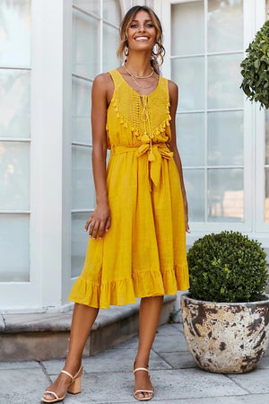 Robe Dentelle Jaune Moutarde | Infinie Dentelle