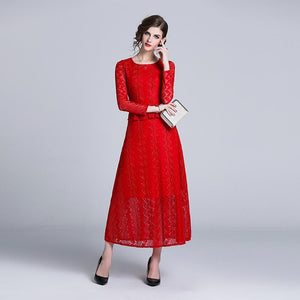 Robe Dentelle Rouge Manche Longue | Infinie Dentelle
