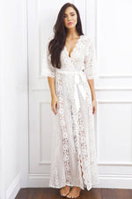 Robe Longue Blanche Dentelle Hippie