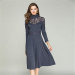 Robe Longue Dentelle Bleu