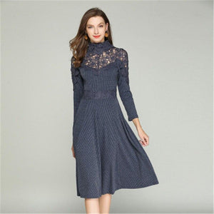 Robe Longue Dentelle Bleu