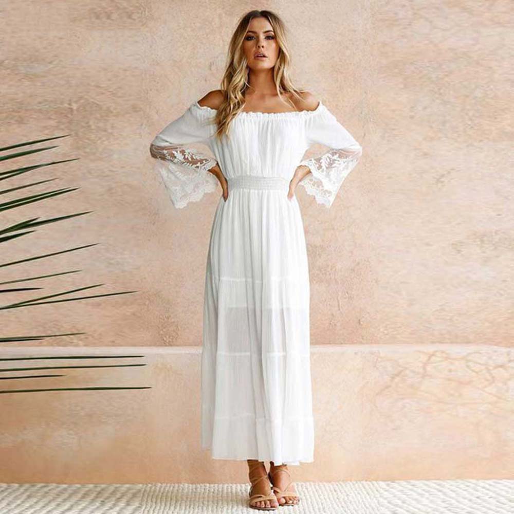 Robe Longue Dentelle Fluide