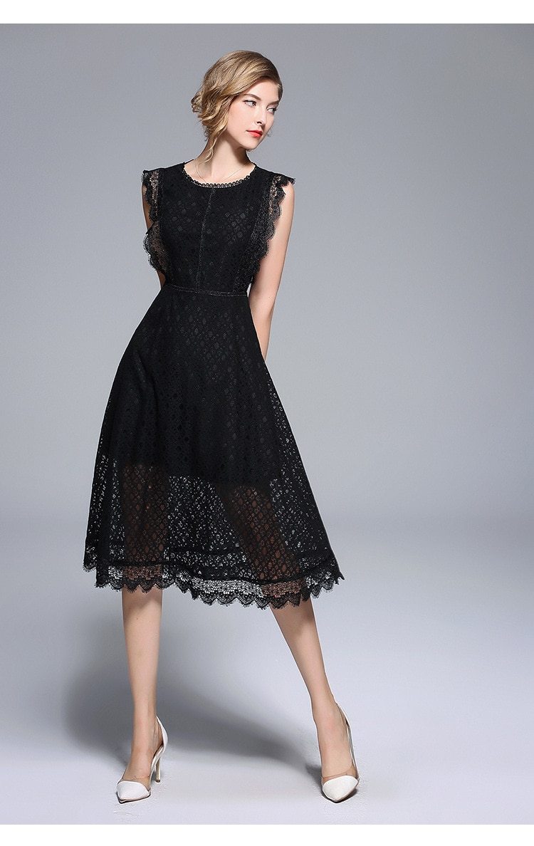 Robe Longue Dentelle Noire